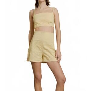 NEW CORTANA limon high waisted shorts in pale yellow